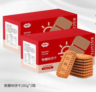 福事多休闲食品零食饼干早餐代餐网红焦糖饼干2箱
