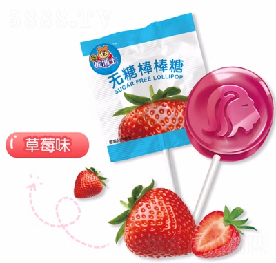 徐福记熊博士无糖棒棒糖糖果零食草莓味